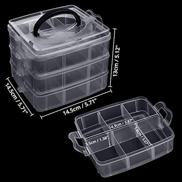 HANDI STITCH Embroidery Floss Set - (187 Pack) - Cross Stitch Tool Kit with 3 Tier Transparent Storage Box - 150 Colour Skeins - Threads on Paper Bobbins for Friendship Bracelets & Crafts