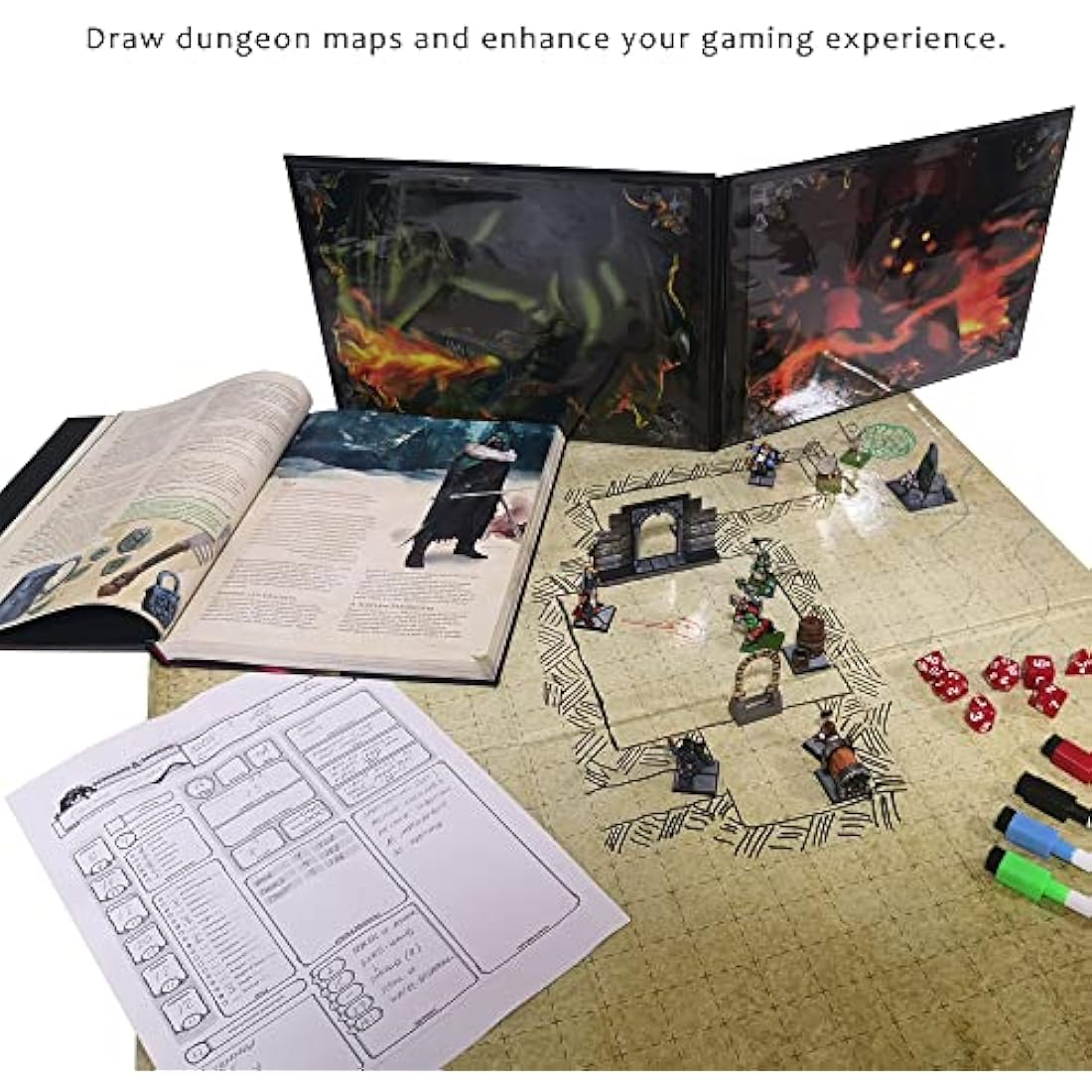 Doctor Frikistein Summoning Dungeon Grid Board | ESSENTIAL RPG – Battle – Tabletop games accessory COMPATIBLE with D&D, Pathfinder, Warhammer | DOUBLE-SIDED, REUSABLE, DURABLE AND FOLDABLE