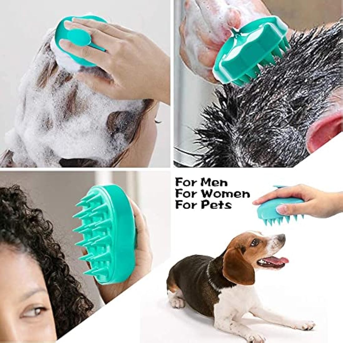 Shampoo Brush Bath Brush Kit Pack 2 of Hair Brush Silicon Scalp Massager and Dry Skin Body Brush Exfoliate Improve Blood Circulation for Daily Use or Gift