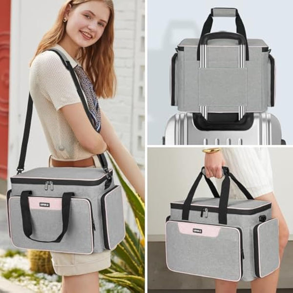Sewing Machine Carrying Case Bag Compatible for Most Standard Singer,Brother,Janome with Multiple Storage Pockets,Universal Travel Tote Bag with Shoulder Strap for Sewing Machine and Supplies,Grey