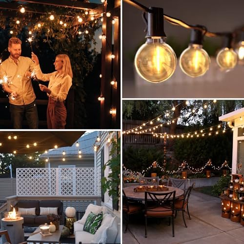 DSLebeen Festoon Lights Outdoor Garden: LED String Lights Mains Powered 45M 150FT G40 Globe Bulbs Warm White 2700K Connectable Decorative Outside Lighting Hanging for Patio, Gazebo, Pergola, Yard