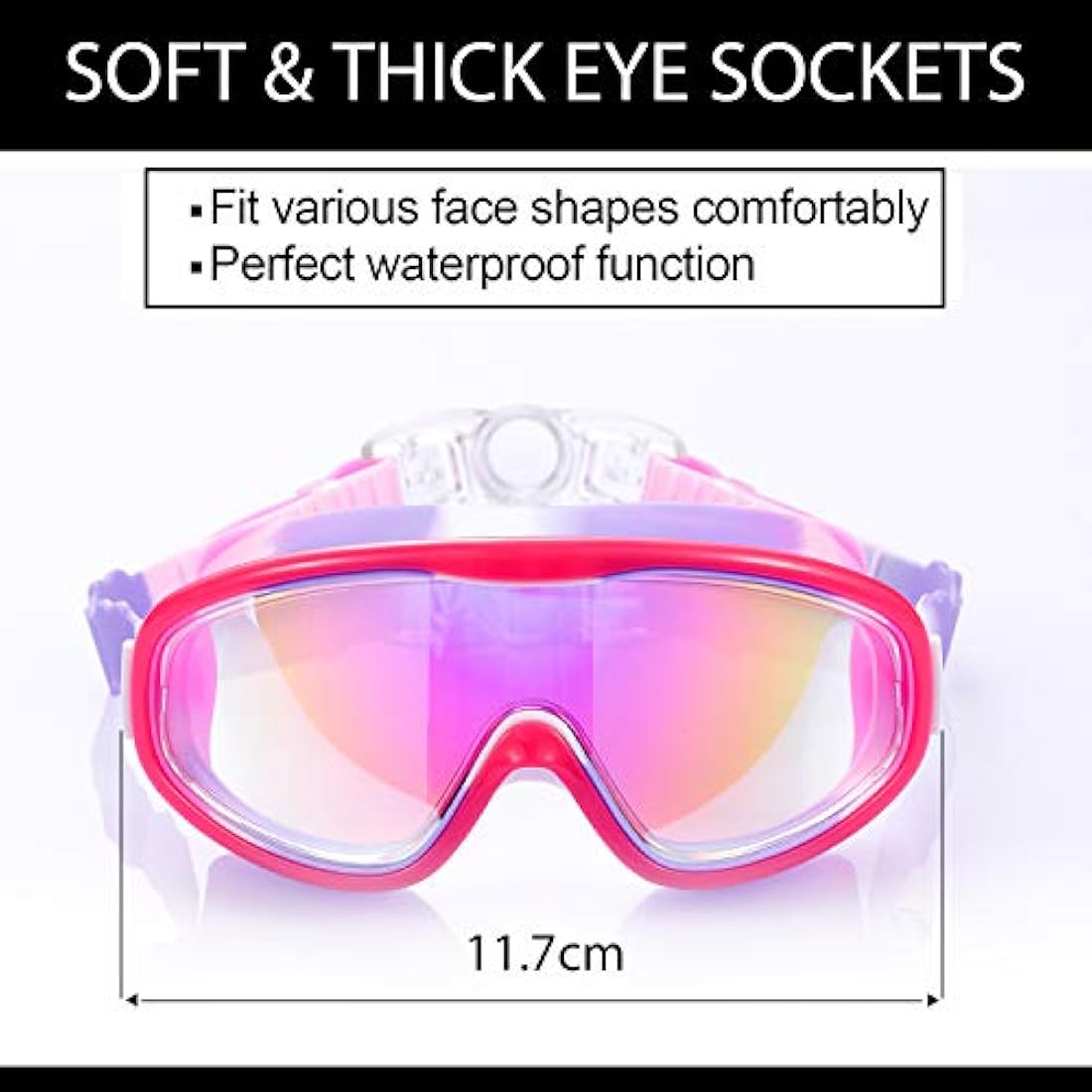 Yizerel 2 Pack Kids Swim Goggles, Swimming Glasses with Electroplating for Children and Early Teens from 3 to 15 Years Old, Wide Vision, Anti-Fog, Waterproof, UV Protection (Set of 2)