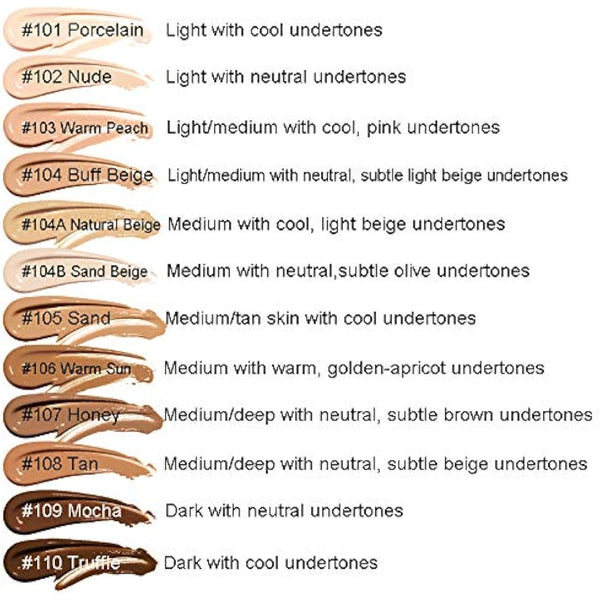 AQUAPURITY PHOERA Full Coverage Foundation New Formula Waterproof Long Lasting Oil Free Velvet Matte Liquid Foundation for Oily Skin Flawless Makeup Base Cream Concealer (101 Porcelain…)