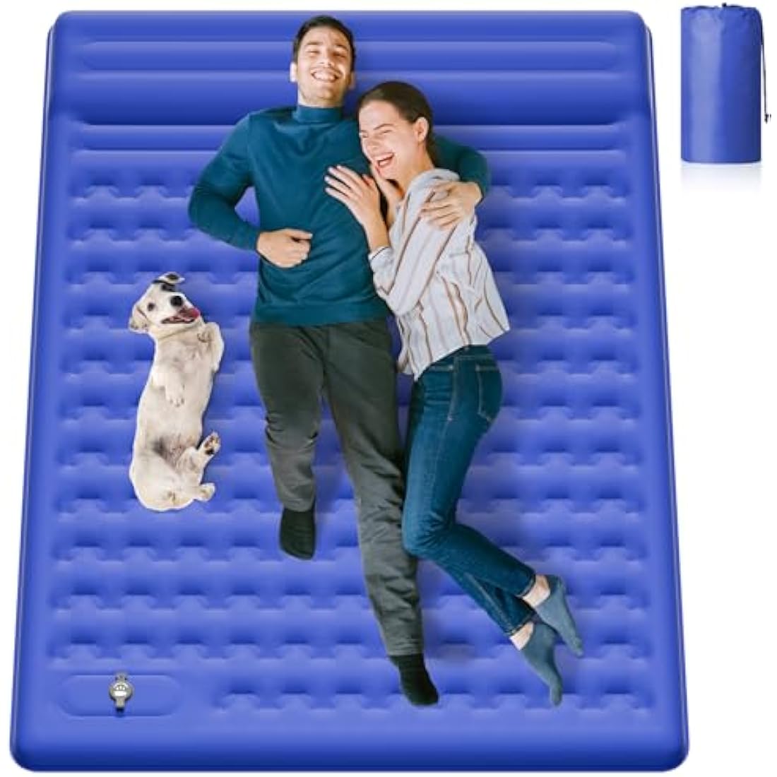 MAMBAKOTR Camping Air Bed 12-15CM Extra Thick, Reinforced Support Structure with Built-in Foot Pump and Pillow Portable Camping Sleeping Mat Air Mattress for Tent Backpacking Hiking Travel