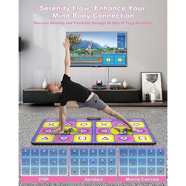 Acelufly Dance Mat, Electronic Dance Mats for TV with HD Camera, Double Dance Mats with Wireless Controller, Non-Slip Dance Fitness Exercise Pad for Kids Adults, Gift for Girls Boys (Purple)