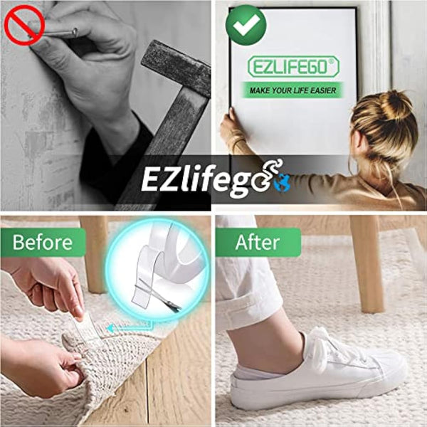 EZlifego Double Sided Tape Heavy Duty, Extra Large Strong Nano Mounting Tape Sticky Pads(5.0m * 3.0cm), Multipurpose Removable Clear adhesive Picture Hanging Strips, Easy to Use