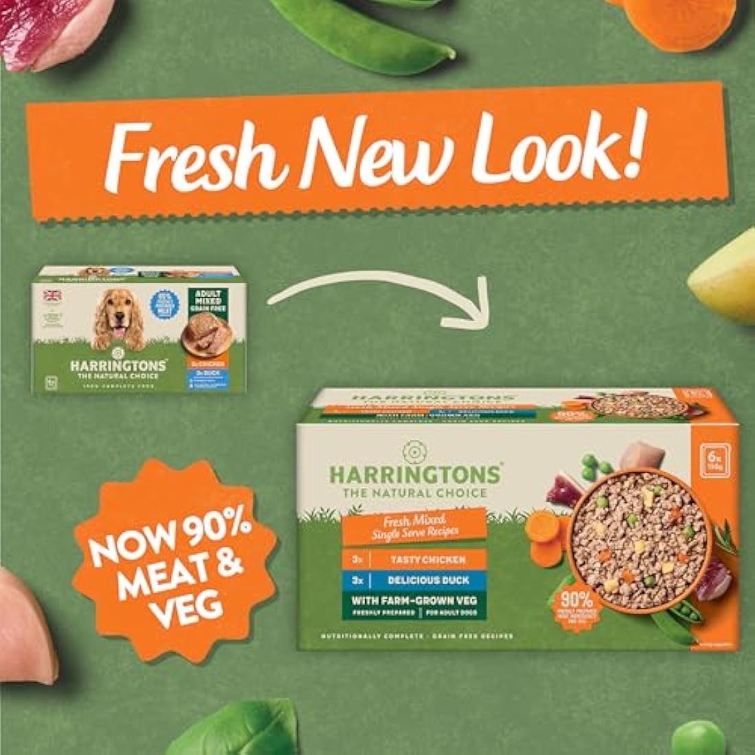 Harringtons Complete Wet Tray Grain Free Hypoallergenic Adult Dog Food Mixed Pack 6x150g - Chicken & Duck - Made with All Natural Ingredients