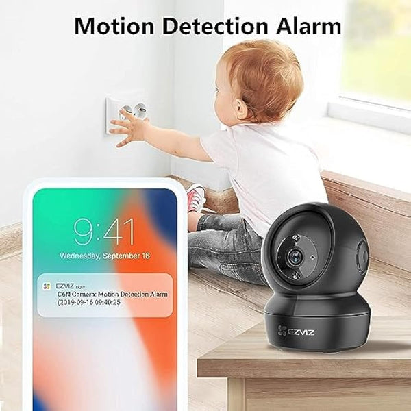 EZVIZ Indoor Camera No Monthly Fee, 256GB Supports, Baby Monitor Camera, Pet Camera. Motion Detection, Auto Tracking, Night Vision, Alarm, Two Way Audio, 2.4G Wifi, Alexa Google IFTTT Control(C6N 2MP)