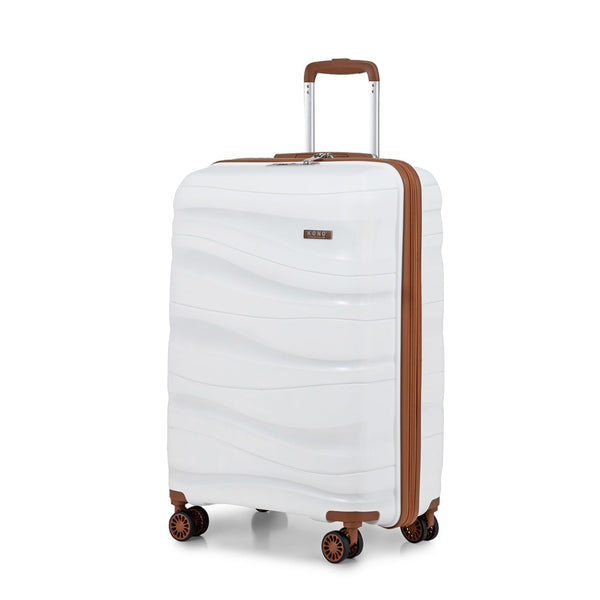 Kono Luggage Sets of 2 Piece Lightweight Polypropylene Hard Shell Suitcase with TSA Lock Spinner Wheels Travel Carry On Hand Cabin Luggage with Beauty Case (Set of 2, Black)