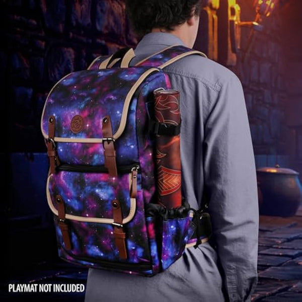 ENHANCE Full-Size Trading Card Storage Box Backpack for Playing Card Case - Card Binder Space, TCG Deck Box Storage, Playmat Holder - Compatible with Magic the Gathering, YuGiOh, DnD (Galaxy)