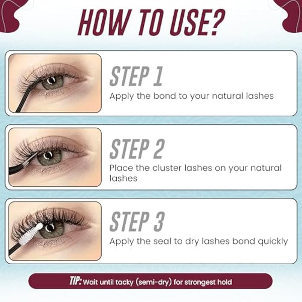 Individual Cluster Eyelashes False Extension | Ultra Thick Knotted Cat Eye Lash Clusters | Lightweight and Waterproof for a Stunning Look (Combo Pack)