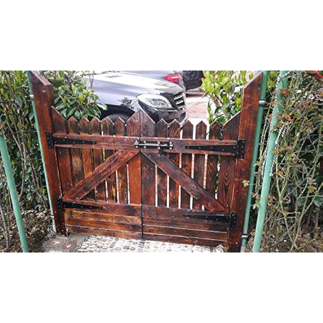 Heavy Duty T-Hinges 16 Inch (400mm) Tee Hinge for Wooden Door Gate, Black, 3 Pack, Matching Screws Included