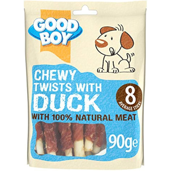 Good Boy - Chewy Twists with Duck - Dog Treats - Made with 100% Natural Duck Breast Meat - 90 g ℮ - Gluten Free Dog Treats - Case of 10