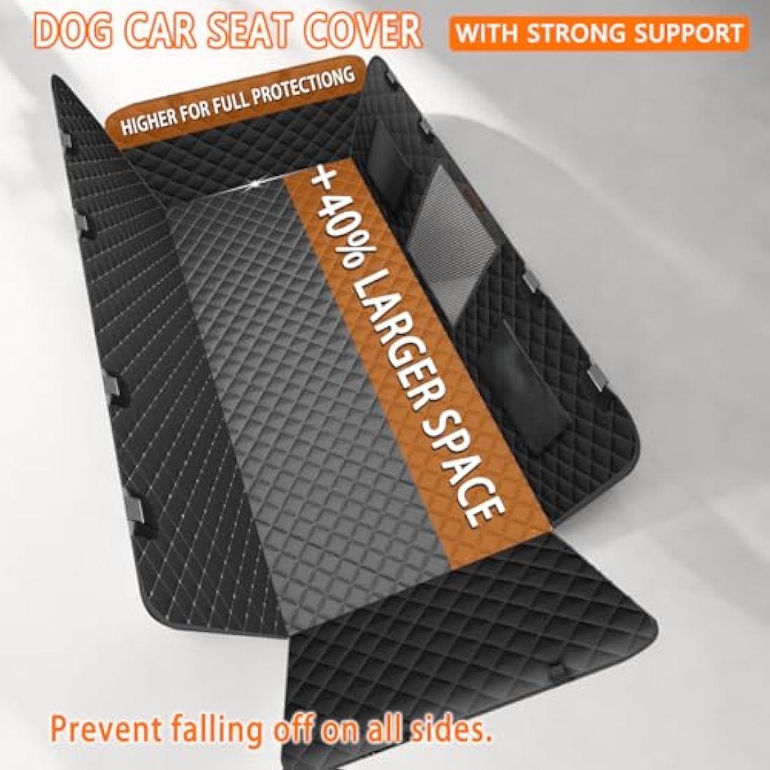 Alfheim Back Seat Extender for Dog,Holds 180Kg,Waterproof Dog Car Back Seat Cover for Rear Seat with Hard Bottom,Upgraded Material Scratch-Resistant Hammock Travel Bed for Cars SUV Truck,Easy to Clean