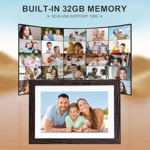 Hesmor Frameo Digital Photo Frame WiFi, 10.1 Inch Frameo Digital Picture Frame, 1280x800 IPS LCD Touch Screen, Auto-Rotat Built in 32GB Storage Electronic Photo Frame Share Photos Videos Anywhere