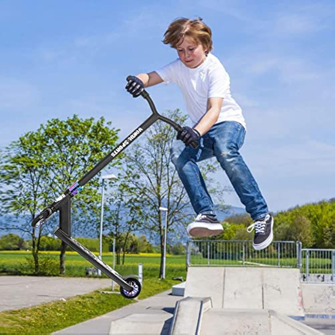 Joycruise Stunt Scooter Pro Trick Scooters for Kids & Teenagers Age 6+ Boys Girls, Kick Freestyle Beginner Scooter 360° Spin Handlebar, Robust Aluminum Frame 100mm Smooth Wheels