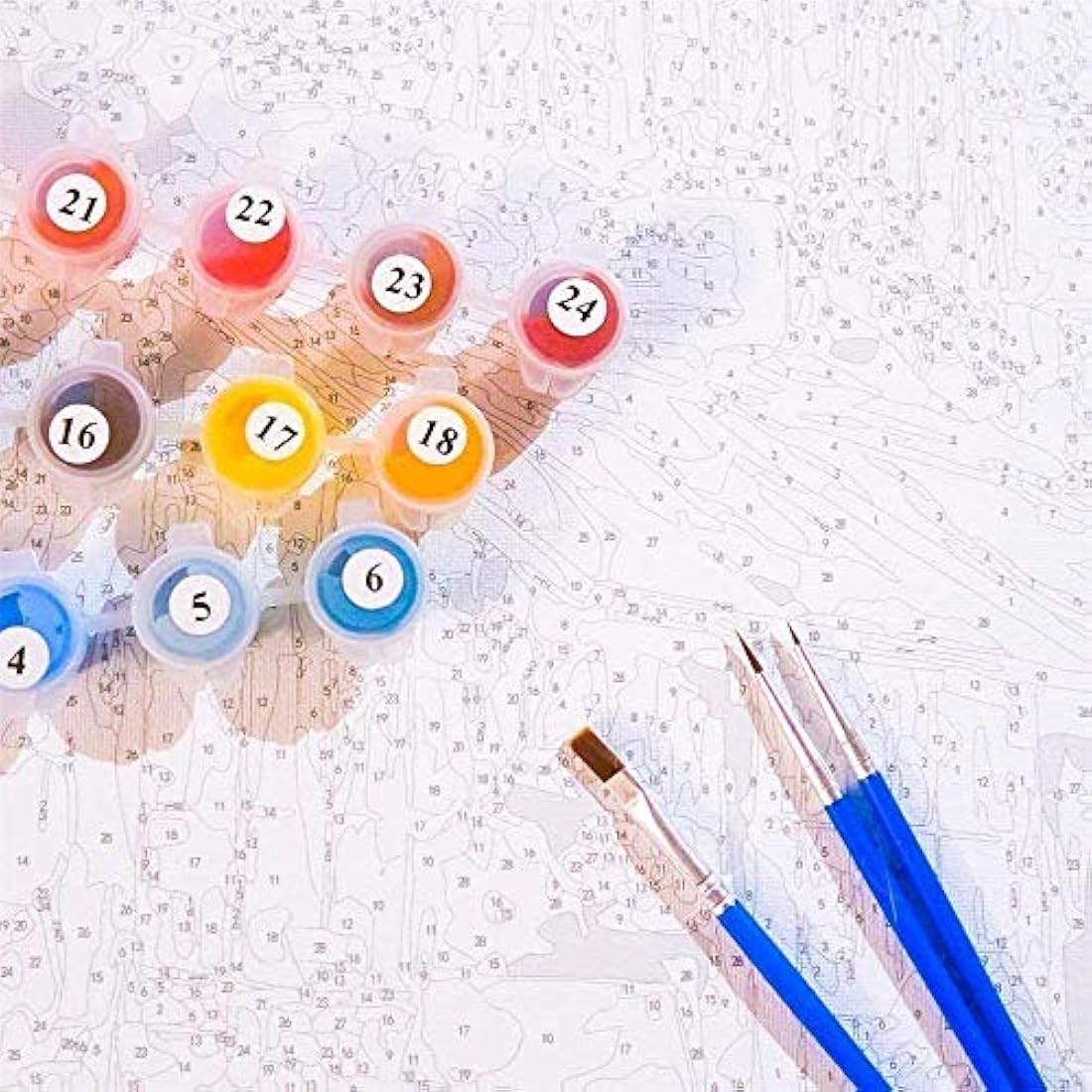 Painting by Number Kits for Kids or Beginner, DIY Canvas Oil Painting Kit for Adult with Paint Brushes Acrylic Pigment Drawing Paintwork 16x20inch Without Frame (Street Step)