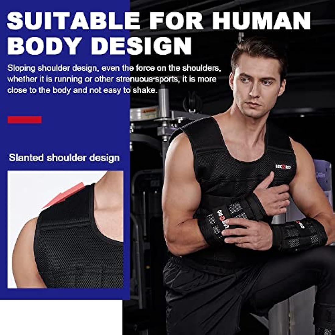 Adjustable Weighted Vest 44LB Workout Weight Vest Training Fitness Weighted Jacket for Man Woman (Included 96 Steel Plates Weights)