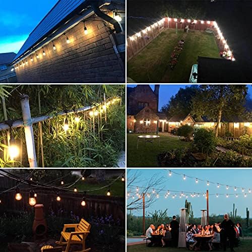 Meidaoduo 15M Festoon Lights Outdoor IP65 50FT Outdoor String Lights with 15+1 Shatterproof Bulbs 2700K for Patio Pergola Gazebo Backyard Fence Garden Lights Linkable