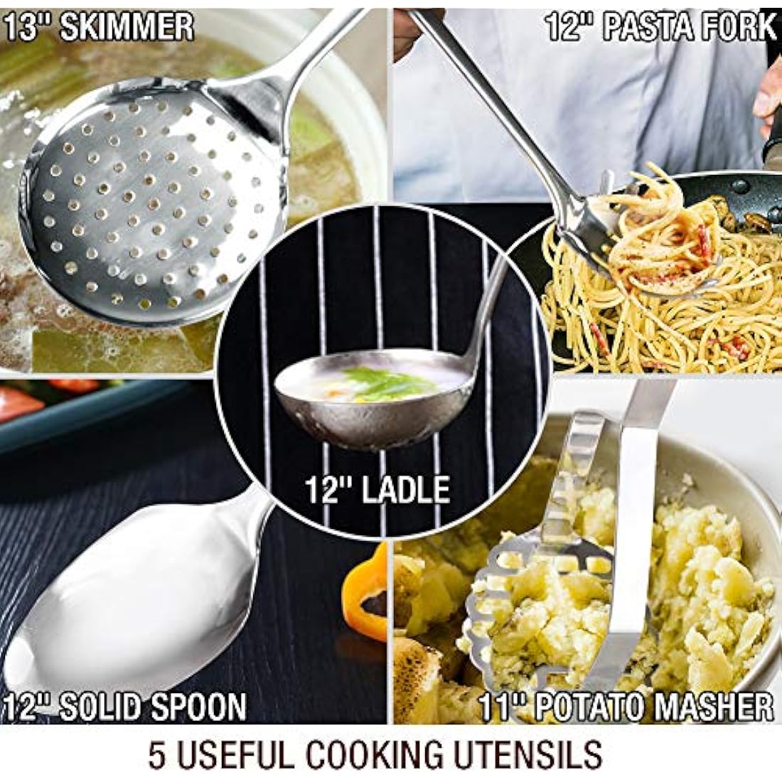 HOMICHEF 14-Piece Nickel Free Stainless Steel Cookware Set - Nickel Free Non-Toxic Stainless Steel Pots and Pans Set - Healthy Induction Cookware