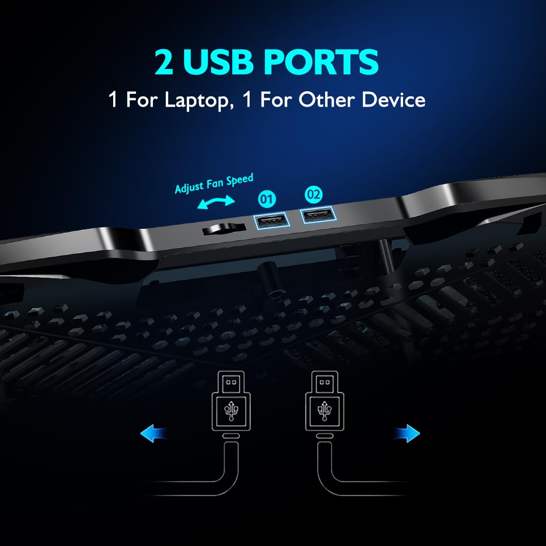 AIMIUZI Laptop Cooling Pad, Laptop Cooler for 12-15.6 Inch Notebooks, Laptop Cooling Stand with 5 Quiet Fans, 5 Height Adjustable, 2 USB Ports, Phone Stand (Black)