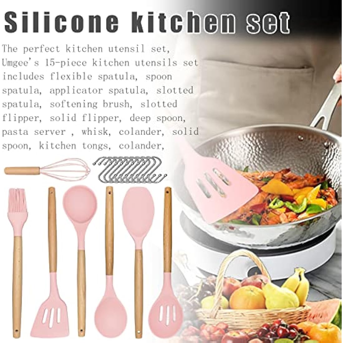 DLD New 29-Piece kitchenware,Cooking Gifts,Non-Stick Pans,Shovels, Spoons,Cutting Utensils,Wooden Handles,Heat-Resistant Silicone,Cutting Boards,Storage Barrels,Kitchen Gadget Sets
