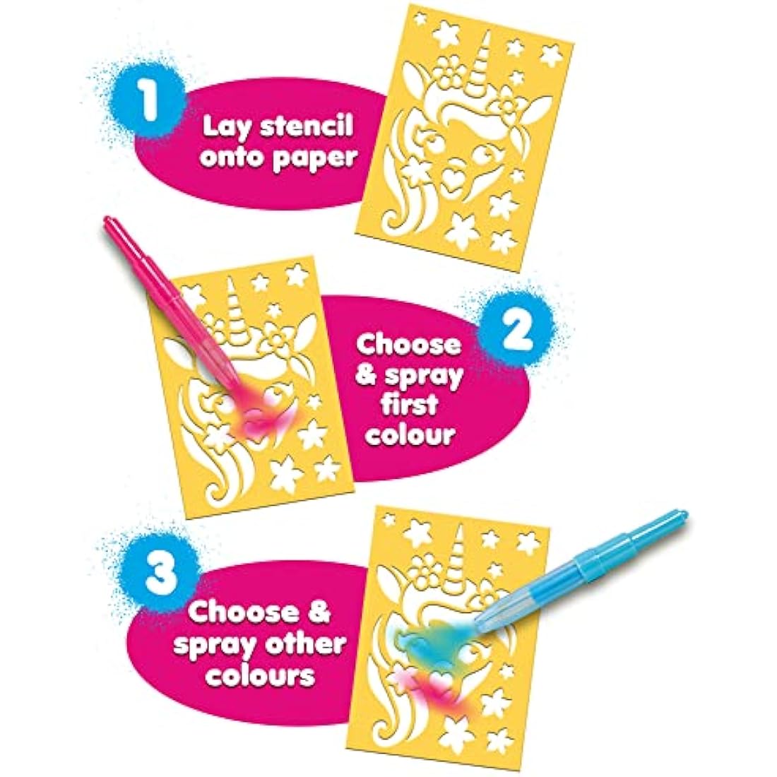 John Adams | BLOPENS® Sparkling Unicorn Activity Set: Create fantastic airbrush pictures | Arts & crafts | Ages 4+, Silver