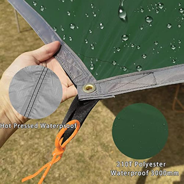 5m X 5m Large Camping Tarps Waterproof Hammock Rain Fly Multipurpose Hexagon Tarpaulin Shelter Tent Groundsheet Outdoor Tarp Awning Canopy (Without Pole)