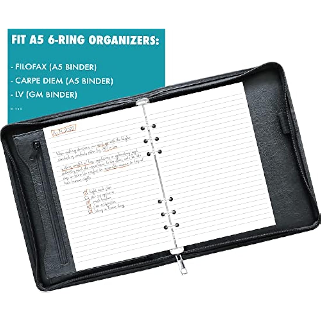 A5 Lined Refill Paper Compatible with Filofax A5 Organiser, 100 Sheets