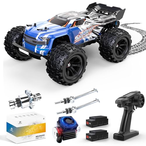 DEERC Remote Control Car 1:10 Scale RC Cars 48+ KM/H High Speed 40+Min Play, 4WD All Terrains Off Road Radio RC for Adults and Kids Hobby RC Truck Vehicle, 2 Battery Crawler Toy Gift for Boys