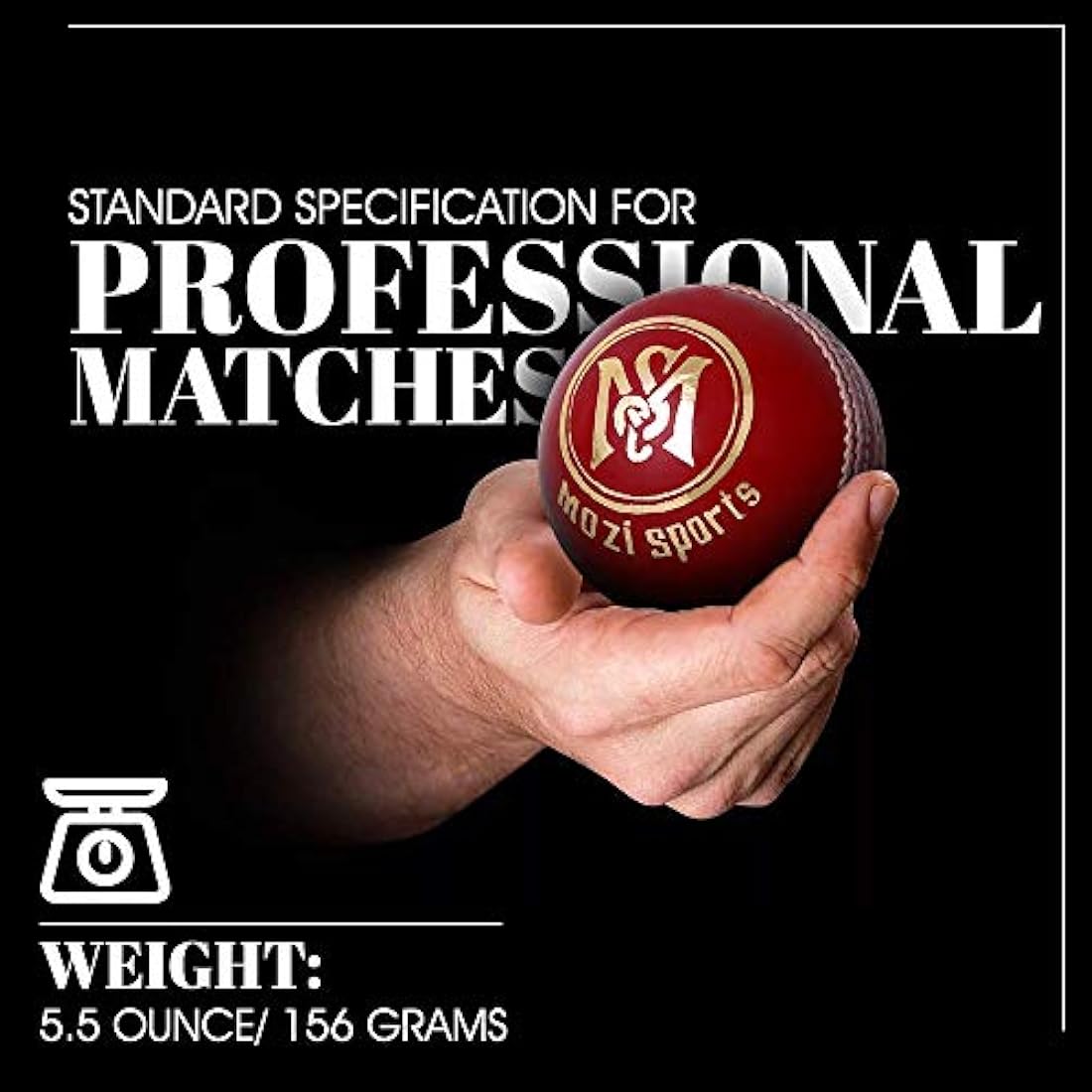 Mozi Sports® Leather Cricket Ball Senior Hand Stitched Match Quality Balls Weight 5.50oz