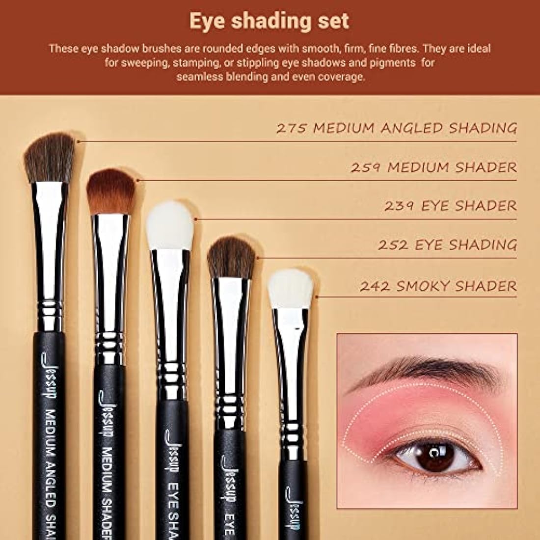 Jessup Eyeshadow Makeup Brushes Set 12pcs Eye Make up Brushes Set Professional Premium Sythetic Eye Shadow Blending Smoky Shader Concealer Brush Black T339