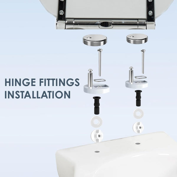 AQUALONA® Luxury Soft Close Toilet Seat - Moulded Wood - Stainless Steel Slow Close Hinges - Click, Lift & Clean Technology (Bamboo Toilet Seat)