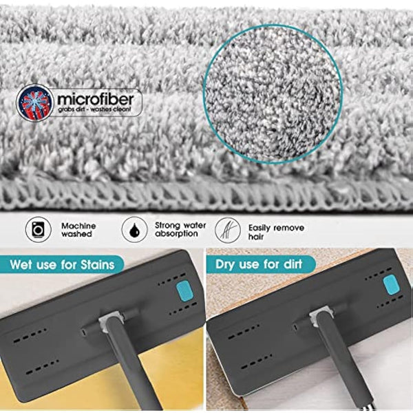 Masthome Mop and Bucket, Microfibre Mops and Buckets Sets with 140CM Stainless Steel Handle & 6pcs Washable Pads, Wet & Dry Cleaning Buckets for Cleaning Laminate Tile Hardwood Floors