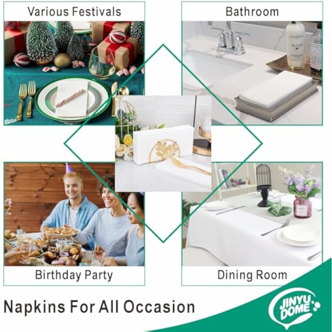 JINYUDOME Disposable Bathroom Guest Towels, Linen Feel Napkins, Cloth Like Hand Towels, Party Napkin, Soft and Durable, Ideal for Party Activities, Wedding and Daily Home Use, Pack of 200, White