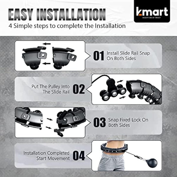 K-MART Smart Hula Ring Hoops, Weighted Hula Circle 24 Detachable Fitness Ring with 360 Degree Auto-Spinning Ball Gymnastics, Massage, Adult Fitness for Weight Loss