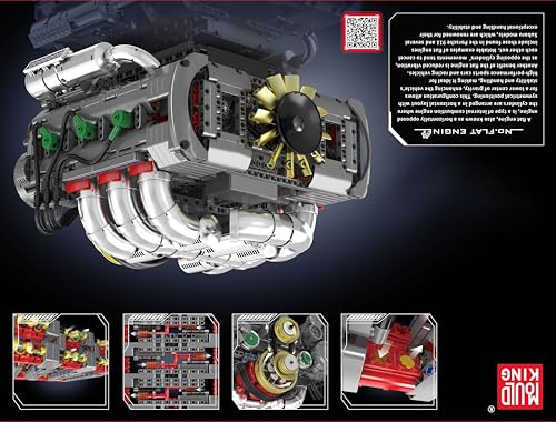 Mould King V12 Engine Building Block Sets, V12 Engine Model Kit That Runs, MOC Engineering Model Building Kit with Battery and Motor, Engineering Building Blocks for Adults (3472 PCS)