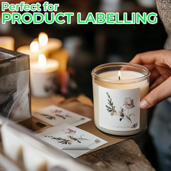 Evergreen Goods 100 Sheets A4 White Matte Sticker Paper | Inkjet & Laser Printable Self Adhesive Sticky Back Label | Create Product Labels | for Arts & Crafts