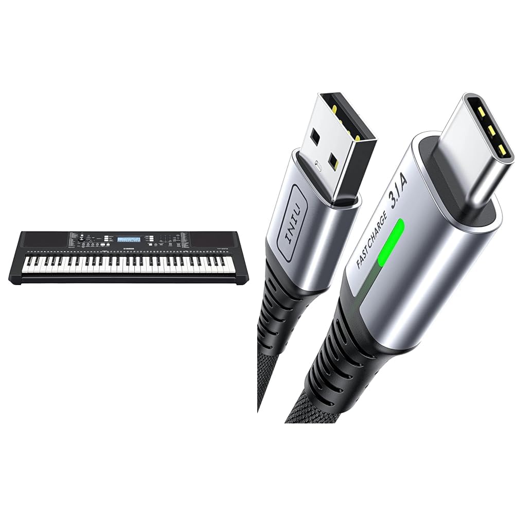 Yamaha PSR-E383 Portable Keyboard for Beginners, 650 Authentic Instrument Voices and Touch-Sensitive Keys with 48-Note Polyphony, Includes 2 Online Lessons with Yamaha Music School Teacher