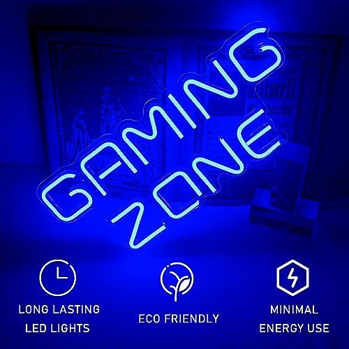 ineonlife Gaming Zone Neon Light Sign Blue LED Gaming Neon Sign for Wall Decor Letter Gaming Light for Game Room, Game Zone, Man Cave, Gifts for Gamers, Boys, Men