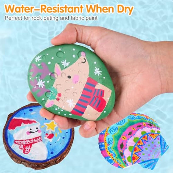 Efimeso 72 Colours Acrylic Paint Pens,Water-Based Brush Markers Paint Pens Acrylic Markers for Rock Painting, Canvas, Wood, Stone, Ceramic, Glass, Fabric