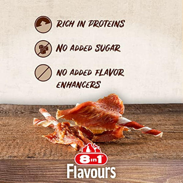 8in1 Triple Flavour Wings chew sticks for dogs - extra-meaty chew snacks, 113g bag