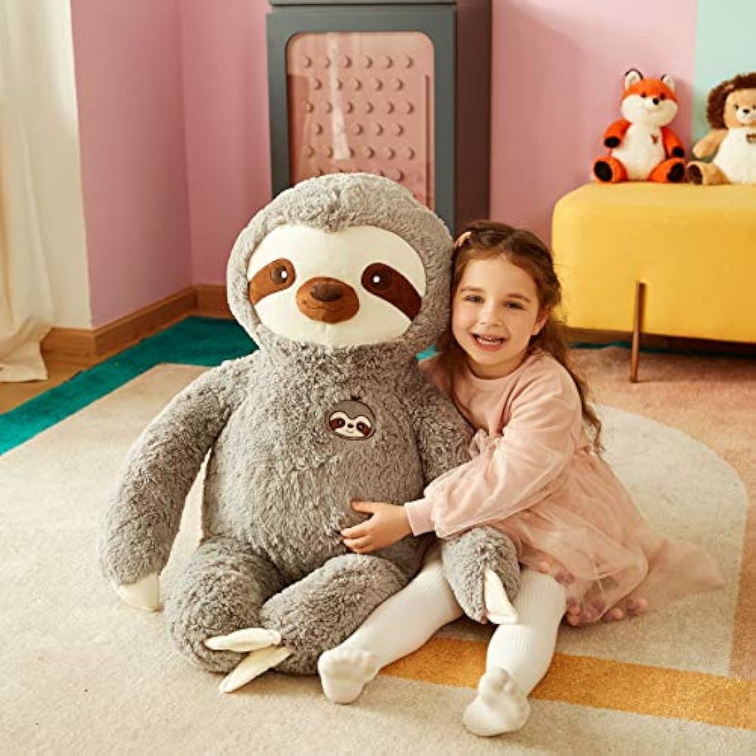 IKASA Large Sloth Stuffed Animal Soft Bradypode Toys for Children (Grey, 78cm)