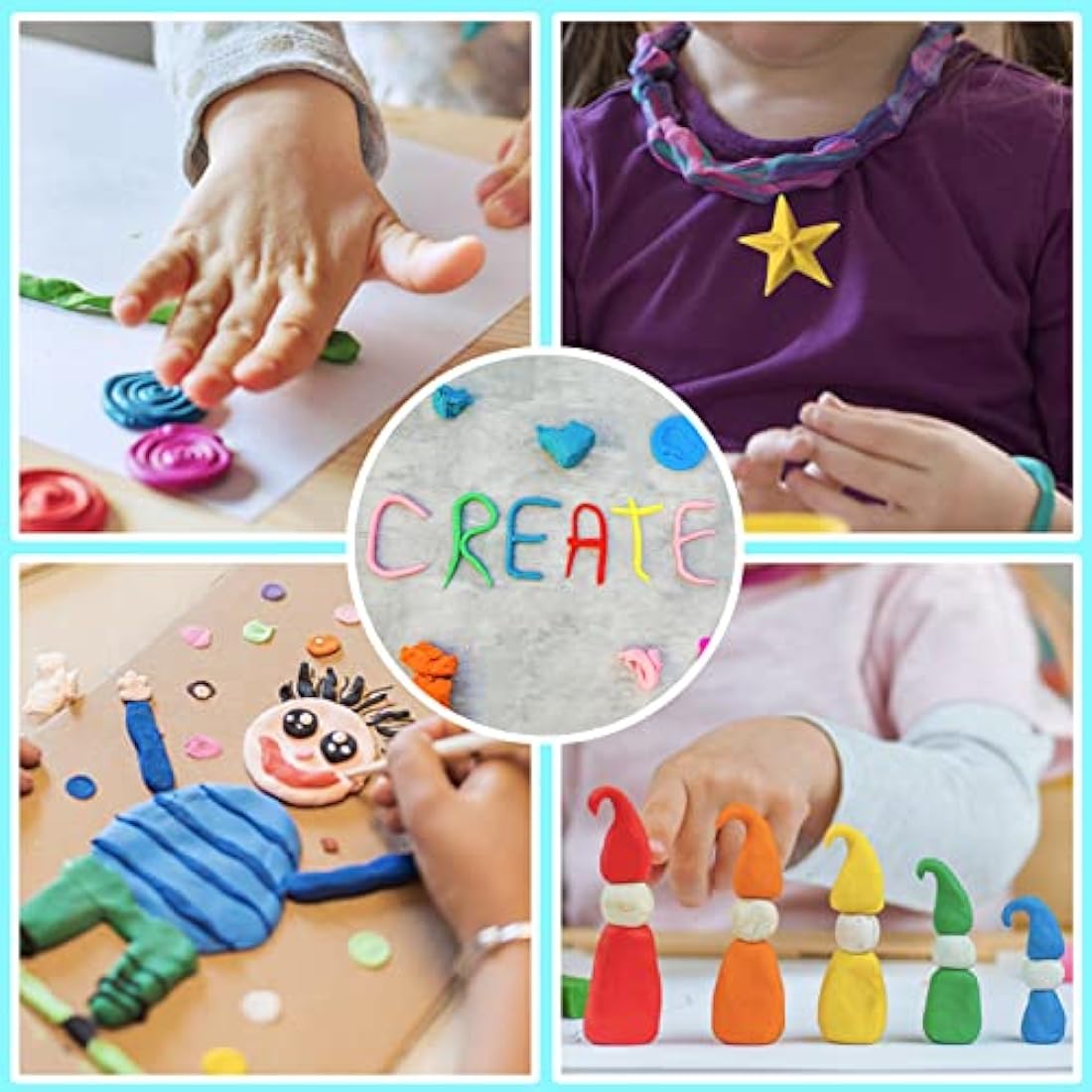Air Dry Clay 56 Colours, Modelling Clay for Kids, DIY Molding Magic Clay for with Tools, Soft & Ultra Light, Toys Gifts for Age 3 4 5 6 7 8+ Years Old Boys Girls Kids