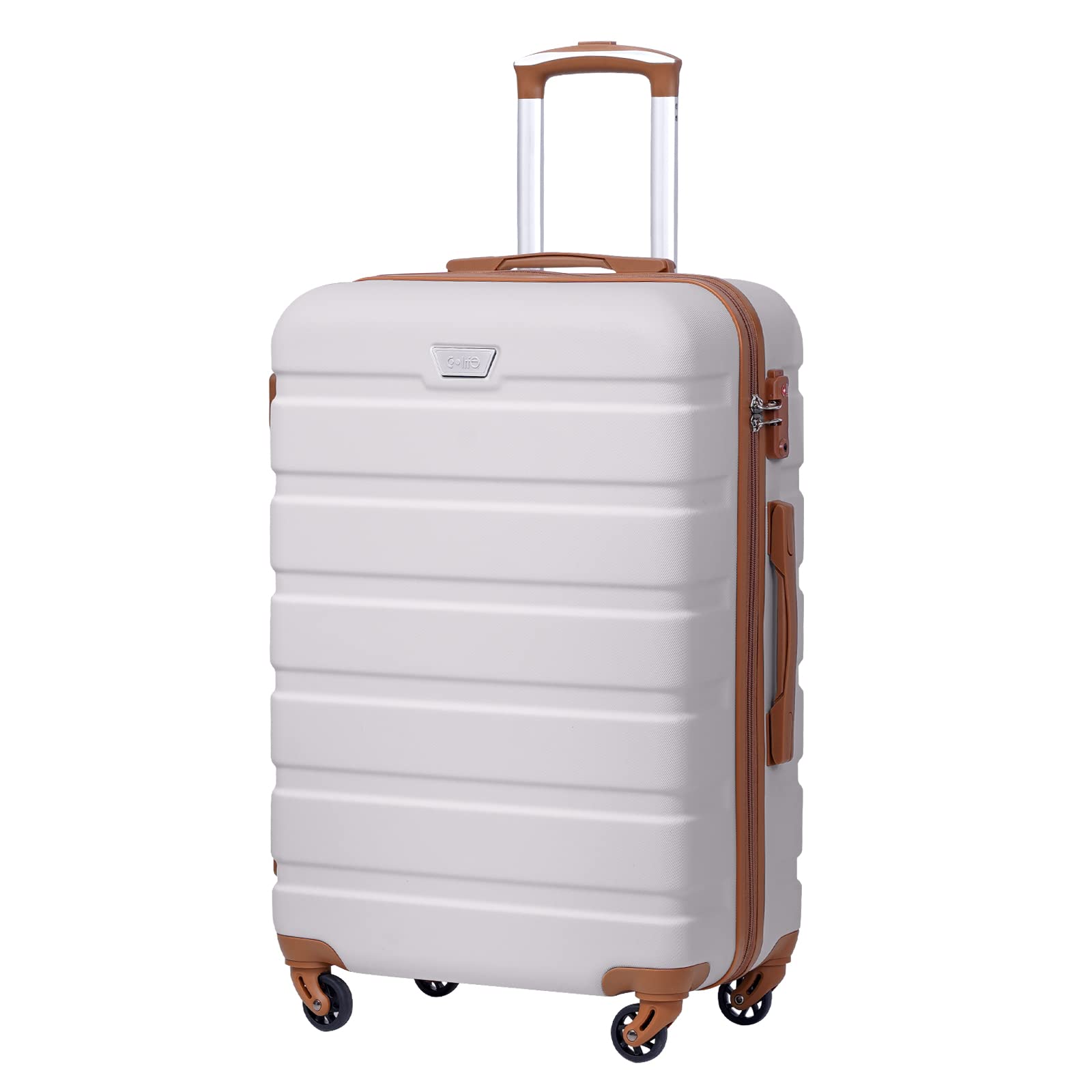 COOLIFE Suitcase Trolley Carry On Hand Cabin Luggage Hard Shell Travel Bag Lightweight with TSA Lock and Durable 4 Spinner Wheels (Lemon Yellow, L(77cm 93L))