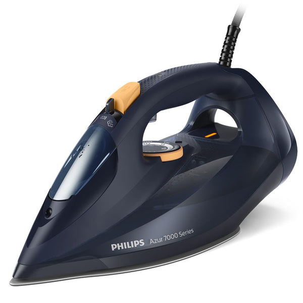 Philips 7000 Series Steam Iron, Powerful 3000W, 50g/min Steam, 250g Steam Boost, SteamGlide Elite Soleplate for Smooth Gliding, Blue/Yellow