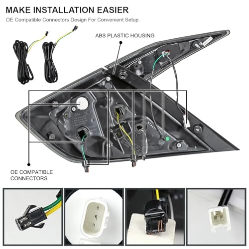 Archaic LED Rear Lights Compatible with 10th Honda Civic Type R Hatchback FK7 FK8 2016-2020, with Sequential Turn Signal, Animation DRL, Pair