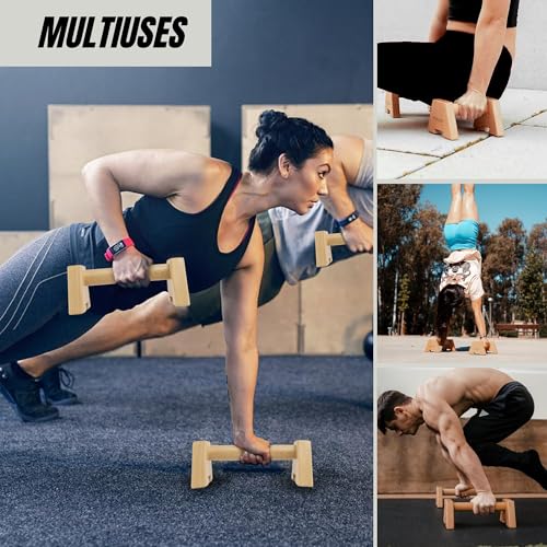 MAGIC SELECT Fitness Push Up Bars. Wooden Calisthenics. Parallettes Bars. Non Slip Push Up Bars for Pull-Ups. Gymnastics. Fitness. Yoga. Crossfit.