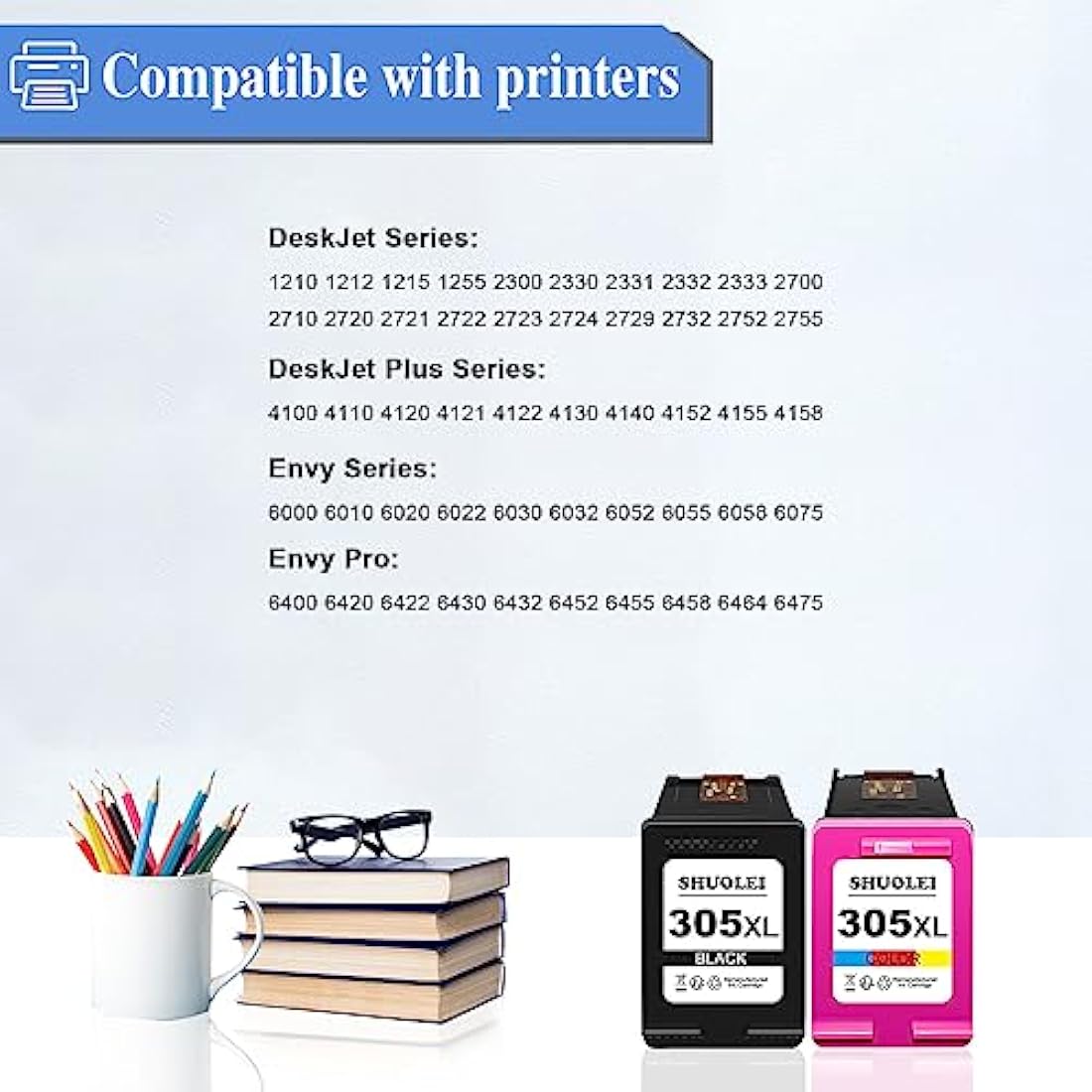 305XL Remanufactured Ink Cartridges Compatible with HP 305 XL 305XL Cartridges Multipack for DeskJet 2710 2720 DeskJet Plus 4110 4120 Envy 6010 6020 6032 Envy Pro 6420 (2-Pack, Black + Color)
