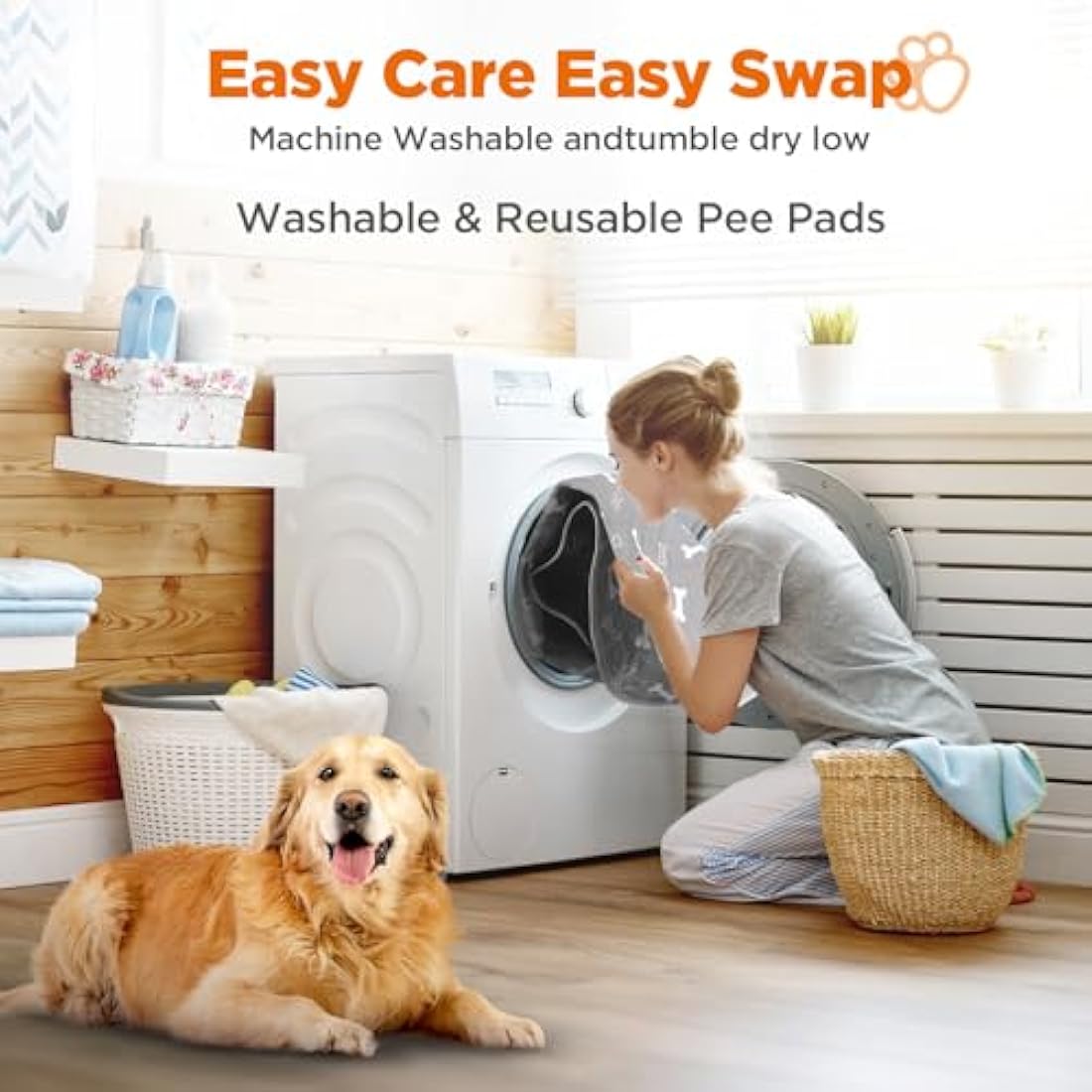 Baodan Puppy Pads Washable, Reusable Puppy Training Pads, Super Absorbent Waterproof Dog Mat Pee Pads for Dogs, Fast Drying Training Pads for Home, Car, Travel - 182x182 cm